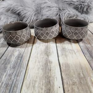 Baum Brothers Moroccan gray & white soup cereal bowls 5" dinnerware set of‎ 3